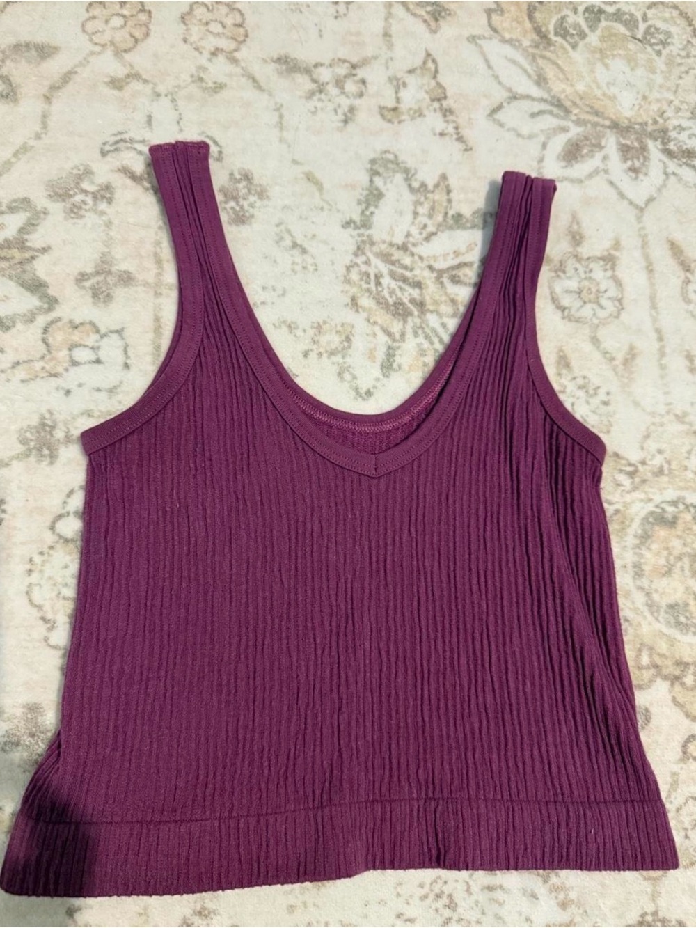 Urban Outfitters Plum Ribbed V-Neck Tank Top